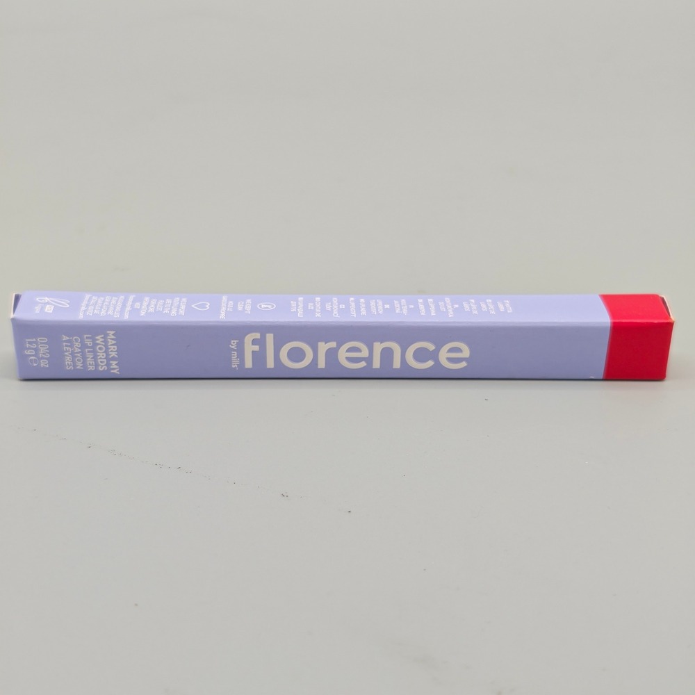 Florence by Mills Mark My Words Lip Liner Fierce Red Crayon 1.2g NIB Vegan
